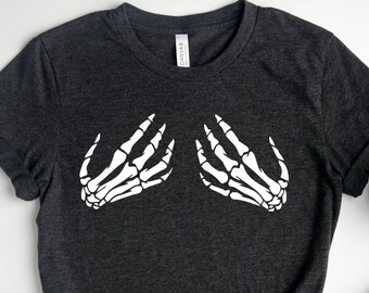 skeleton hands on boobs shirt