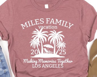Custom Family Vacation 2025 T-Shirts: Matching Palm Tree Beach Trip