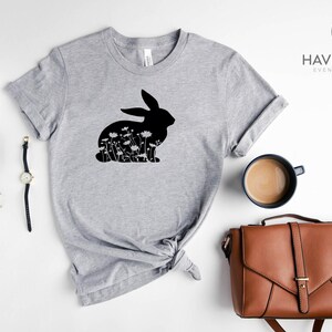 Floral Bunny Shirt - Floral Rabbit Shirt - Easter T-shirt - Spring T-shirt - Bunny Shirt - Nature Lover - Animal Lover - Gift for Her image 3