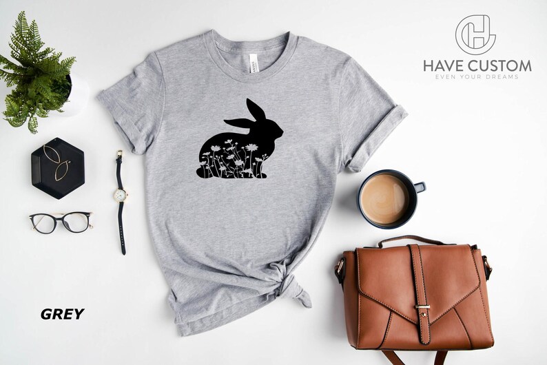 Floral Bunny Shirt - Floral Rabbit Shirt - Easter T-shirt - Spring T-shirt - Bunny Shirt - Nature Lover - Animal Lover - Gift for Her image 3