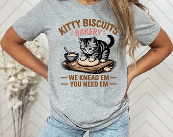 Funny Cat Bakery T-Shirt: Kitty Biscuits Graphic Tee