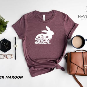 Floral Bunny Shirt - Floral Rabbit Shirt - Easter T-shirt - Spring T-shirt - Bunny Shirt - Nature Lover - Animal Lover - Gift for Her image 2