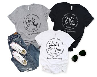 Girls trip 2026 shirts, Girls vacation Shirt, Matching girls Tees, Girls trip Long Sleeve Shirt