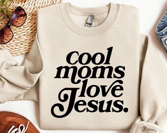 Cool Moms Love Jesus Comfort Colors T-Shirt, Christian Mom Tee, Praying Mama Shirts, Faith Based T-Shirt, Faithful Shirt, Religious Mom Tee