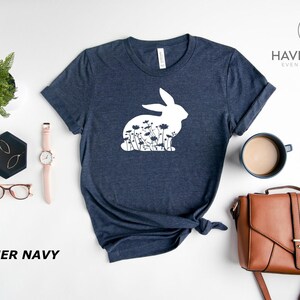 Floral Bunny Shirt - Floral Rabbit Shirt - Easter T-shirt - Spring T-shirt - Bunny Shirt - Nature Lover - Animal Lover - Gift for Her image 1