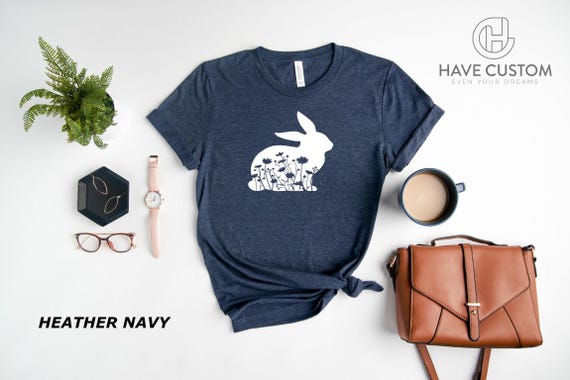 Floral Bunny Shirt - Floral Rabbit Shirt - Easter T-shirt - Spring T-shirt - Bunny Shirt - Nature Lover - Animal Lover - Gift for Her
