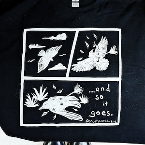 Crow T-Shirt Read Description || Screen printed Bird Shirt Handmade T-shirt Handprinted shirt 100% cotton