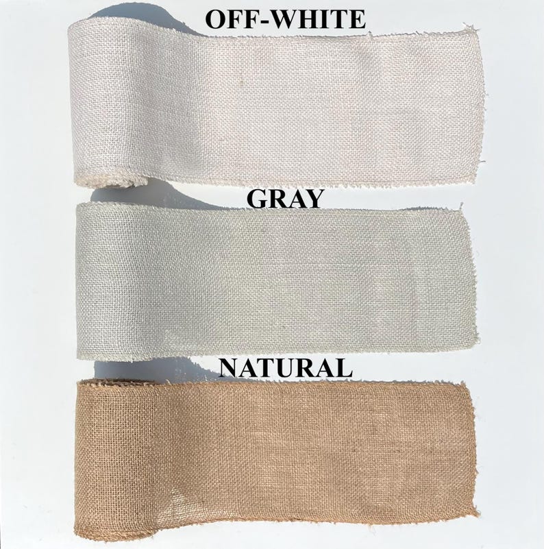 May include: Three fabric swatches in off-white, gray, and natural colors. The off-white swatch is at the top, followed by a gray swatch, and a natural-colored swatch at the bottom. The text "OFF-WHITE", "GRAY", and "NATURAL" are above each swatch.