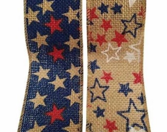 Blue Burlap Ribbon Roll 2.5 x 15ft Patriotic USA July 4th