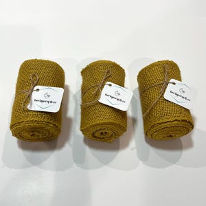 Mustard Yellow Burlap Ribbon Roll: 5-Inch Sewn Edge Jute