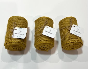 Mustard Yellow Burlap Ribbon Roll: 5-Inch Sewn Edge Jute