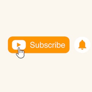 Youtube Overlay Animated Subscribe Button Bell Notification Reminder Button Animated Youtube Assets, Video Overlay Assets - Color ORANGE