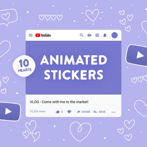 Animated Hearts YouTube Gifs, Instagram Story Sticker, Animated stickers, Youtube Overlay, Christmas graphic elements for Vlogmas videos