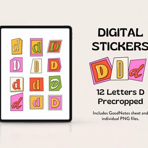 Digital Doodle Letter Stickers for GoodNotes Notability Stickers Hand-Drawn Fun Sticker Pack for Note-taking and Digital Planning Good Notes