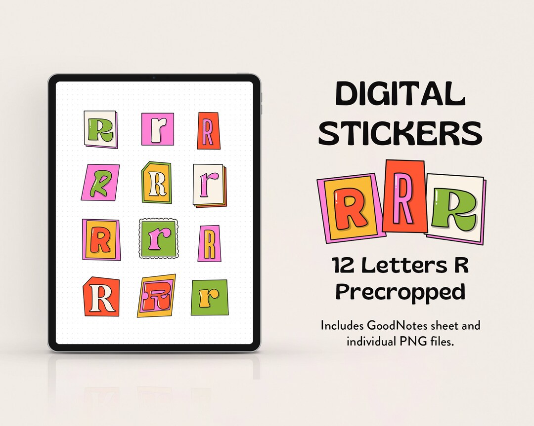 Letter R Digital Letter R Digital Stickers: Doodle Cutout PNG Files (goodnotes) - Etsy