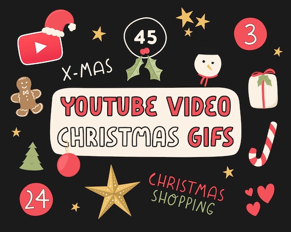 Christmas Youtube Video GIFs, Vlogmas Stickers Animated Doodles Assets (Digital Download)