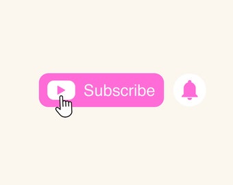Youtube Overlay Animated Subscribe Button Bell Notification Reminder Button Animated Youtube Assets, Video Overlay Assets - Color PINK