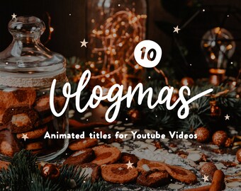10 Animated Vlogmas Titles: Christmas YouTube Video Stickers (Digital Download)