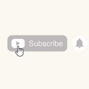 Youtube Overlay Animated Subscribe Button Bell Notification Reminder Button Animated Youtube Assets, Video Overlay Assets - Color LIGHT GREY