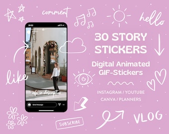 Animated Stickers: 30 GIF Stickers for YouTube & Instagram (Digital Download)