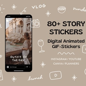 Animated Stickers for Instagram YouTube digital planner | Hand-Drawn Digital Stickers for Vlogs Planners Social Media | Instant Download