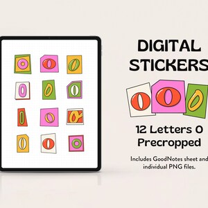 Pegatinas digitales de la letra "O": pegatinas del planificador GoodNotes (archivos PNG)