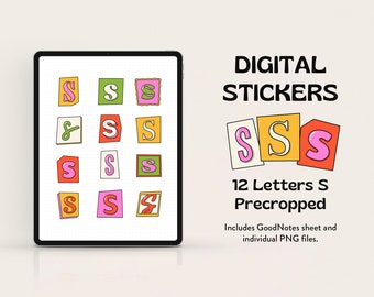 Digital Stickers: Doodle Cutout PNG Files for GoodNotes Letter S