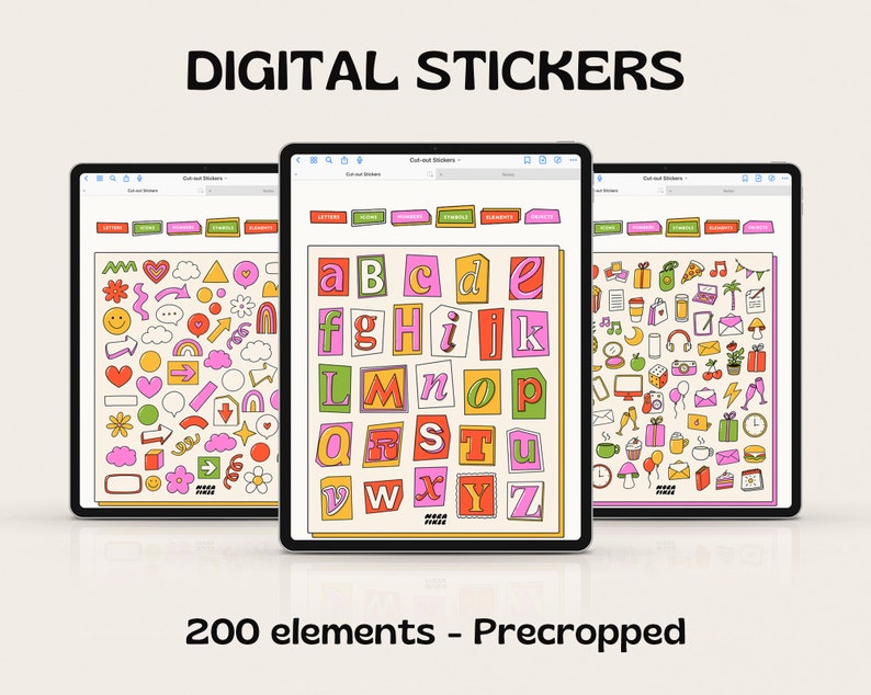 Modern Stickers Digital Stickers Goodnotes Sticker Pack Etsy