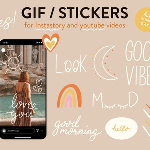 30+ Instagram Story Stickers, Youtube GIF Sticker Overlay, Everyday Daily Basic Animated Doodles, Instant Download Animation, Coffee Vlog