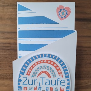 Taufkarte Glückwünsche Regenbogen personalisierbar Kaskadenkarte Spruchkarte Geburtskarte Herzenspost handmade Papierkunst Karte zur Taufe