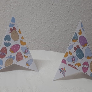 Dreieckskarte * Schöne Ostern * Küken * Ostereier * Osterkarte