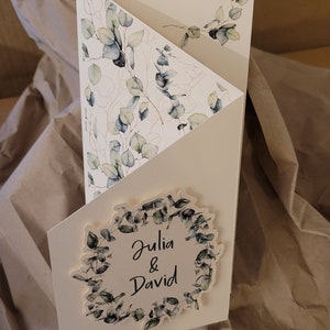 Die Besondere Hochzeitskarte Kaskadenkarte Kartengrüße Glückwünsche Personaliersierbar Hochzeitswünsche Grußkarte Hochzeit Eucalyptus