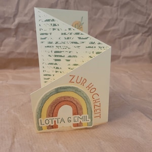 Hochzeitskarte  Glückwünsche Papierkunst Regenbogen personalisierbar Kaskadenkarte Spruchkarte handmade Brautpaar Hochzeit Religiöse Feier
