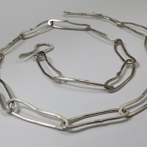 Silver link chain made of wire elements, necklace made of sterling silver, goldsmith&#39;s work