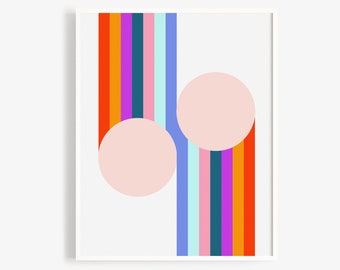 Rainbow Abstract Shapes Digital Art Print, Digital Print, Wall Art, Art Prints, Printable Wall Art, Modern art, Typography art, Art Decor