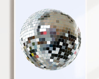 Disco Ball Illustration Art Print, Pop Art, Digital Art Print, Wall Art, Printable Wall Art, Modern art, Vintage Disco Ball, Retro Poster