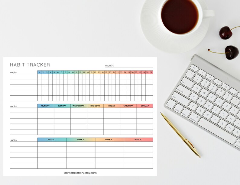 Printable Habit Tracker | Instant Download Habit Tracker | Daily Habit ...