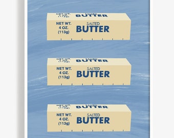 Butter Art Print, Digital Wall Art Printable, Funny kitchen art
