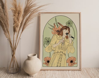Florence Welch Florence en de machine Art Nouveau geïnspireerde illustratie A4 Print
