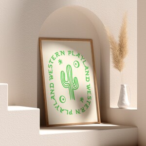 Western Playland Cactus Illustration A4 Print