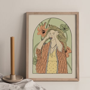 Stevie Nicks Fleetwood Mac Art Nouveau Inspiré Illustration A4 Imprimer