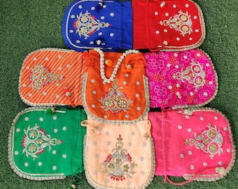Zardosi Embroidered Potli Bag | Pearl Beaded Handbag, Wedding Favor