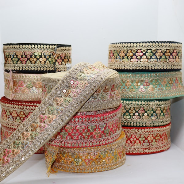 Gestickte Pailletten Sari Borte: Indische Hochzeitsborte, Band zum Selbermachen
