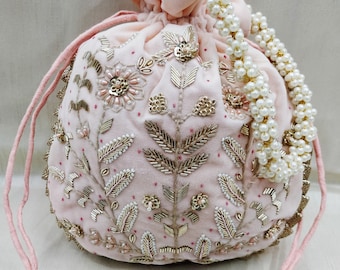 Zardosi Embroidered Velvet Potli Bag | Indian Wedding Favor
