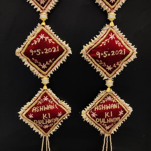 Personalized Indian Wedding Hanging Tassels: Embroidered Fabric Decor