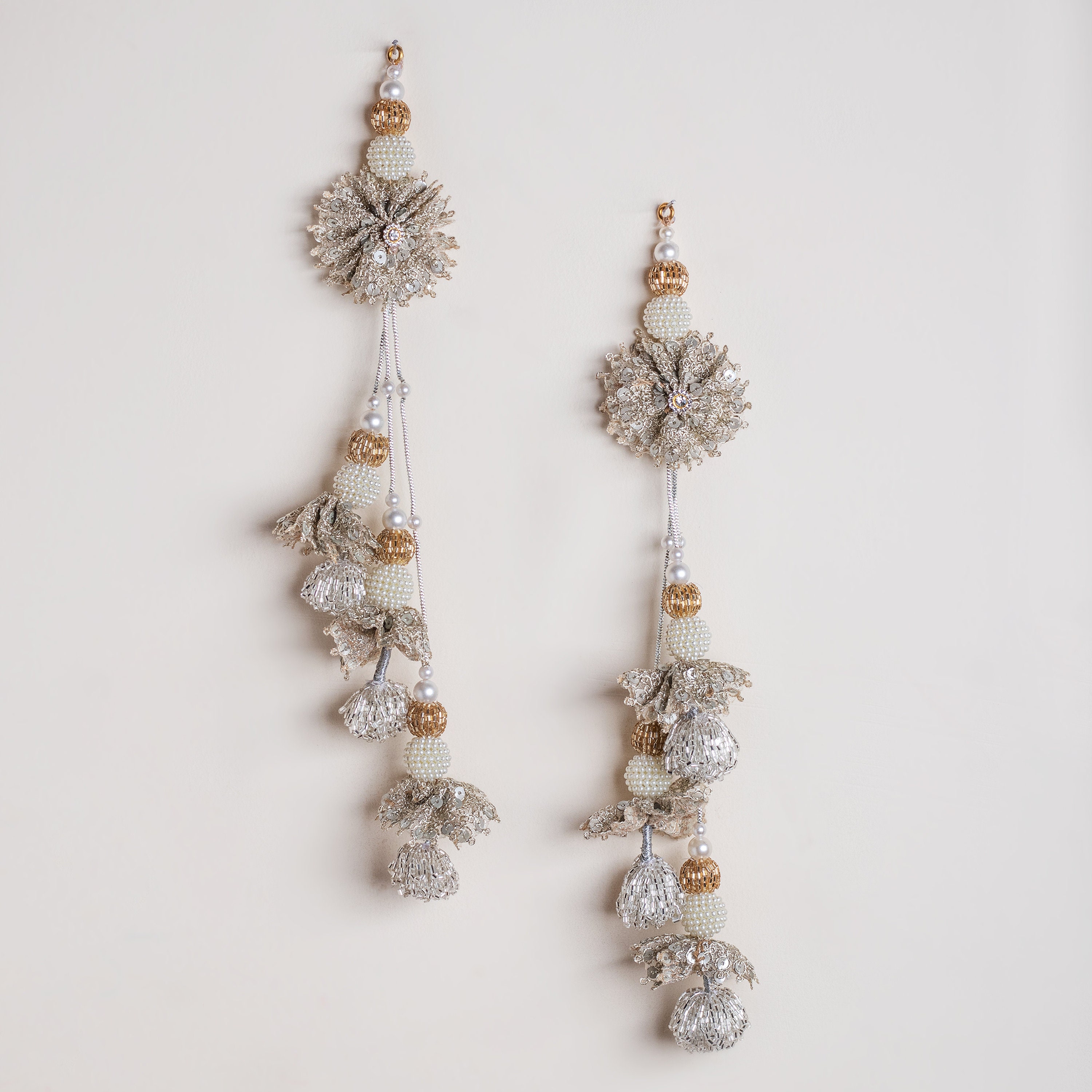 Opulent Indian Wedding Dress Adornment | Ethnic Bridal Lehenga Decoration Sewing Latkan Pair | Designer Costume Charming Tassel Hanging Pair