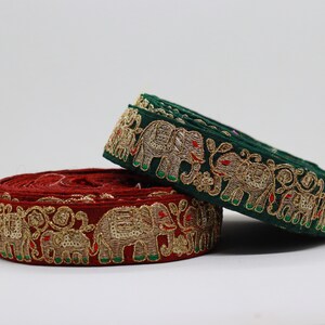 Elephant Embroidered Fabric Trim: Sewing Embellishment, Costume Ribbon