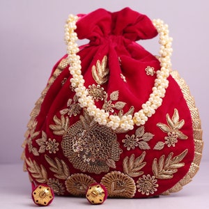 Tradtional Indian Wedding Zardosi Sequin Embroidered Potli - Etsy