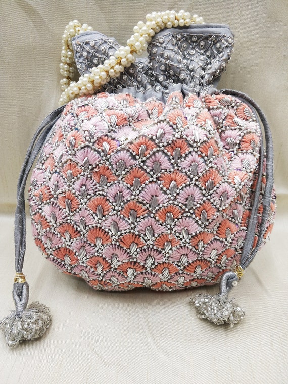 Artesanía artesanal embellishment gris terciopelo tela bolso para