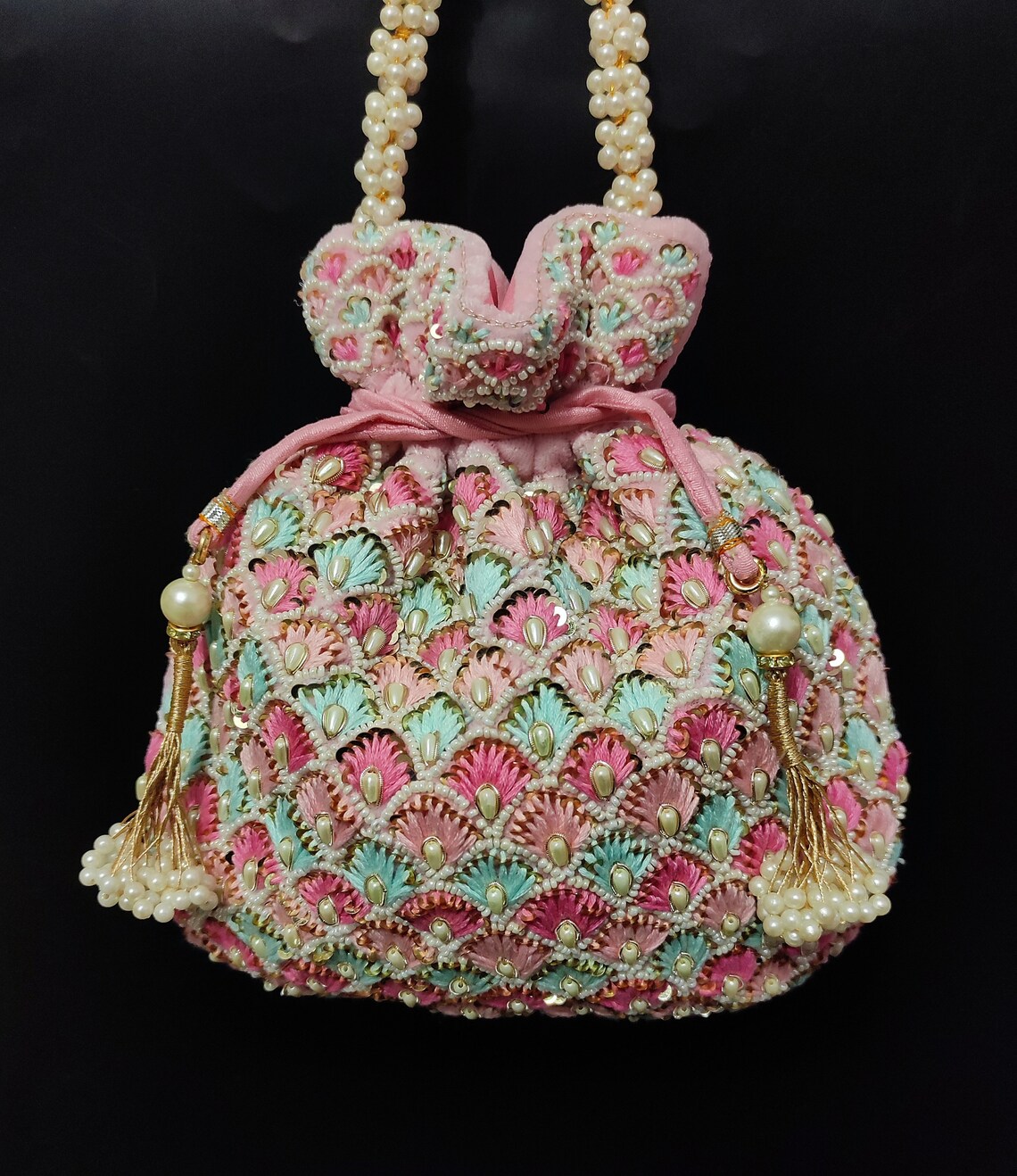 Woman Fashionable Baby Pink Handbag With Multi Color Thread Etsy woman-fashionable-baby-pink-handbag-with-multi-color-thread-etsy